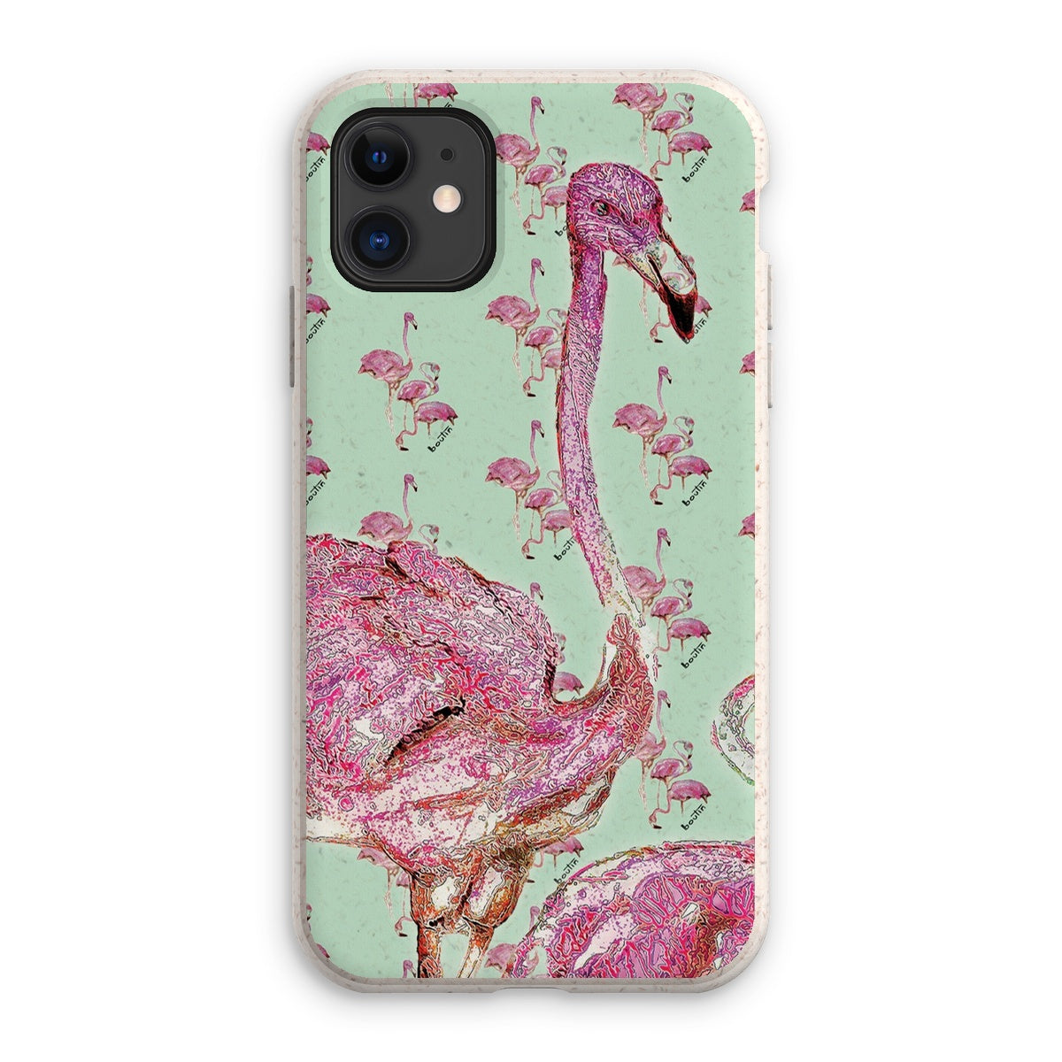 Flamingo green eco-friendly cell phone case