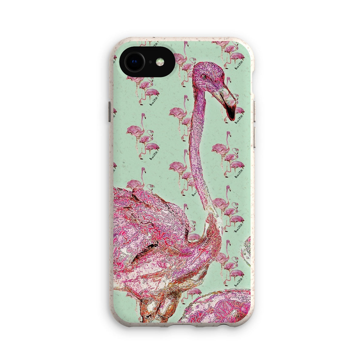 Flamingo green eco-friendly cell phone case