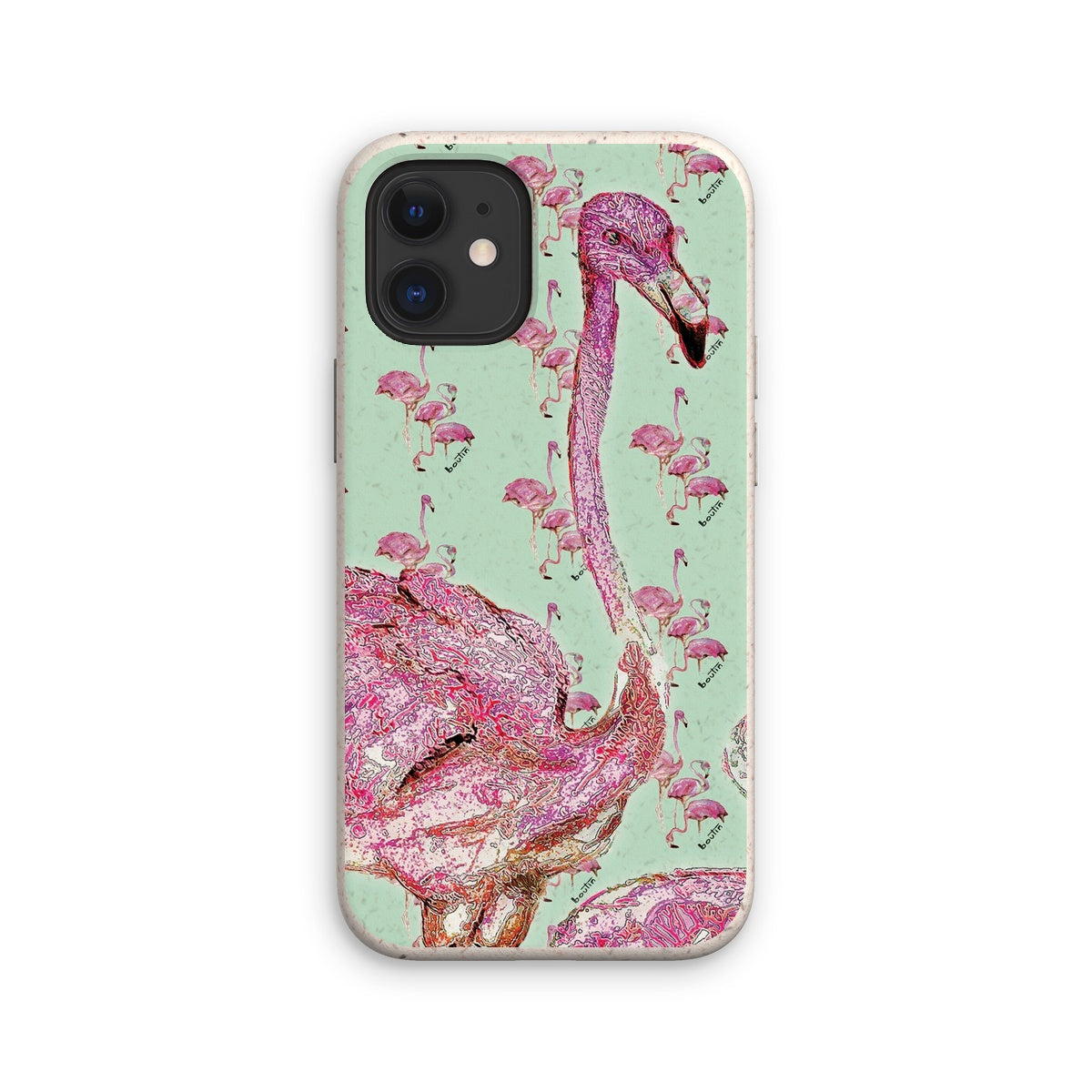 Flamingo green eco-friendly cell phone case