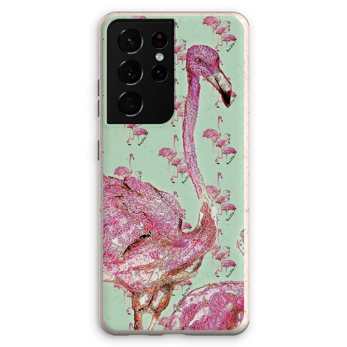 Flamingo green eco-friendly cell phone case